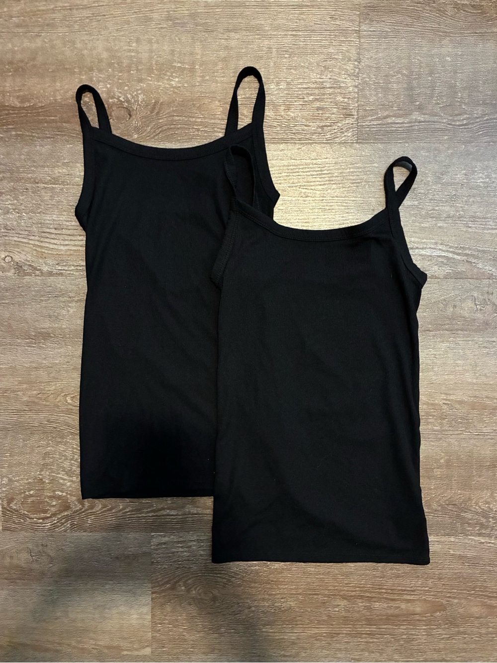 2 Black Ribbed Tank tops